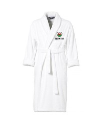 Wales Flag Heart Shape Embroidery Logo with Custom Text Embroidered Bathrobes